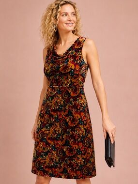 Anthropologie Moulinette Soeurs Velvet Cowl Neck Floral Dress L NWT